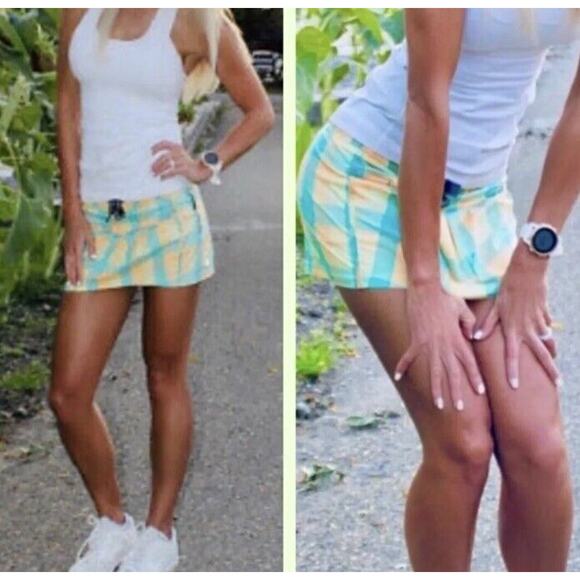 Lululemon Leader Of Track Skirt Plaid Green Orange Tennis Preppy Sz. 4 Rare - Picture 1 of 9